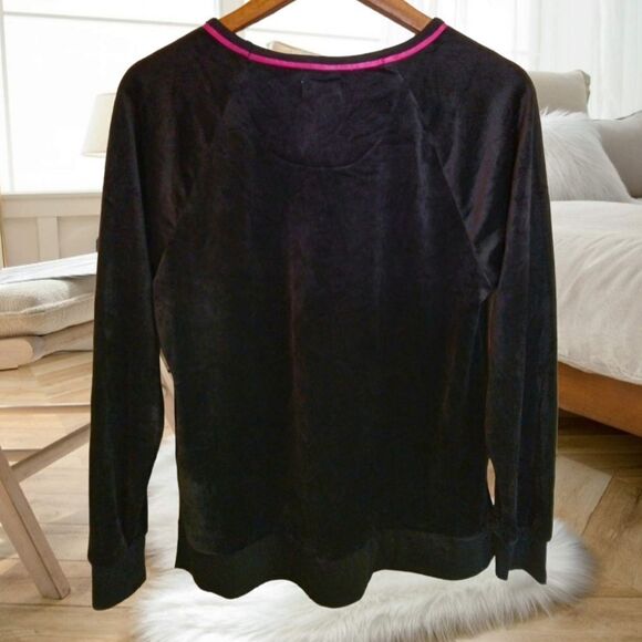 KATE SPADE VELOUR WINKY FACE AND LIPS BLACK VELVET SWEATER SWEATSHIRT LOUNGEWEAR - Picture 14 of 16